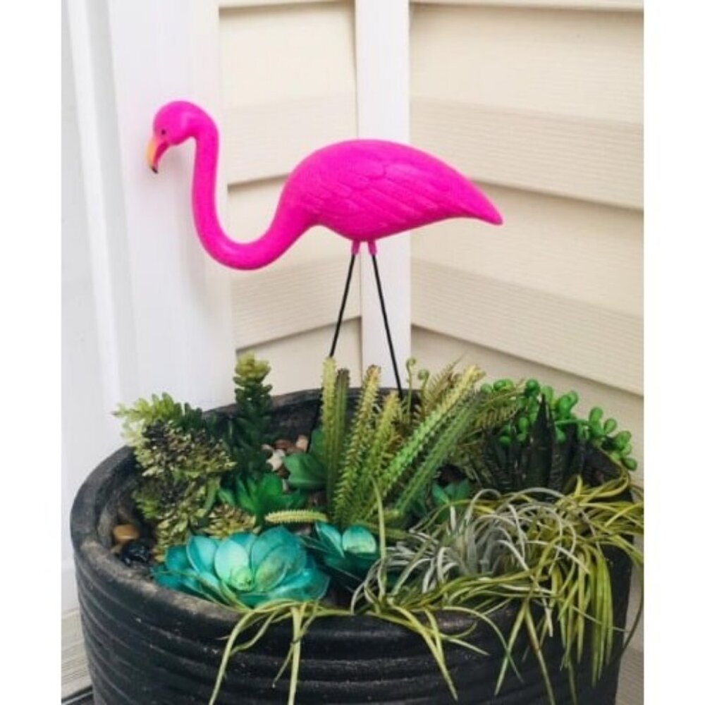 Pink Flamingos Yard Decorations - 6 Pack Small 14" Tall Plastic Flamingo